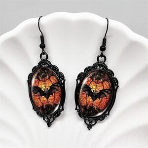 NEW Black Bats Earrings Novelty Gothic Jewelry Spooky Dangle Drop Earrings